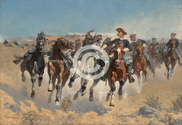 Dismounted: The Fourth Troopers Moving The Led Horses, 1890. Creator: Frederic Remington.