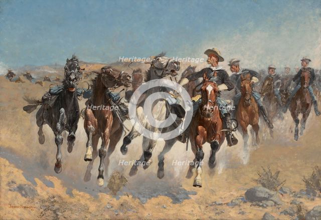 Dismounted: The Fourth Troopers Moving The Led Horses, 1890. Creator: Frederic Remington.