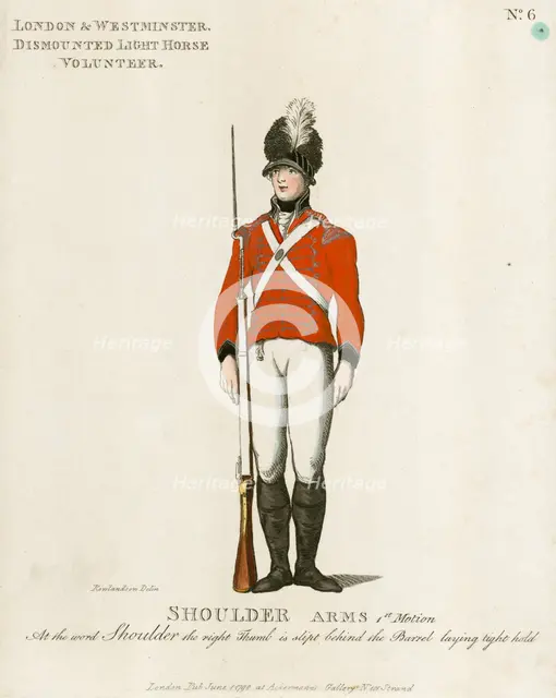 Dismounted volunteer of the London and Westminster Light Horse, 1798. Artist: Unknown.