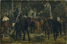 Dismounted cuirassiers, c1875. Creator: Wilhelm Trübner