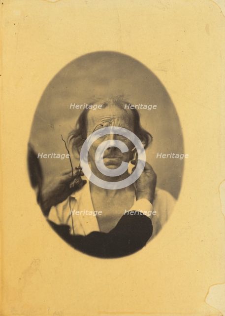 Dissatisfaction, somber thoughts (left); Reflection (right), 1854-1856, printed 1862. Creator: Duchenne de Boulogne.