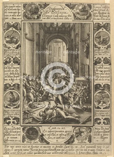 Dissension in the Church (Dissidium in Ecclesia), ca. 1578. Creator: Hendrik Goltzius.