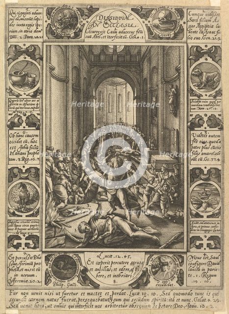 Dissension in the Church (Dissidium in Ecclesia), ca. 1578. Creator: Hendrik Goltzius.