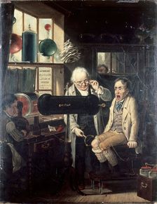Dispensing of medical electricity (electrotherapy), 1824. Creator: Edmund Bristow