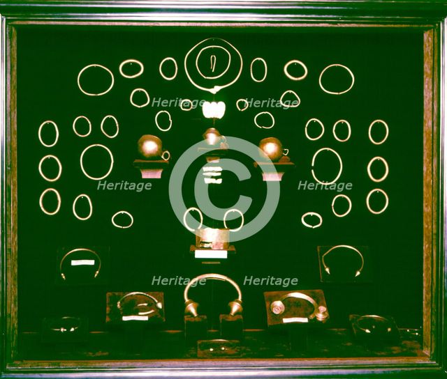 Display cabinet with the treasures of the Golada, Foxados and Caldas de Reyes, whose age ranges b…