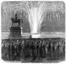 Display of fireworks, Inner Harbour, Cherbourg, in honour of the British Channel Squadron, 1865. Creator: Unknown
