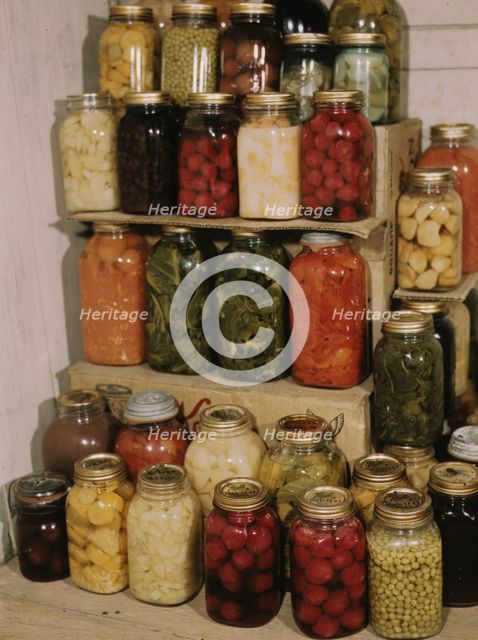 Display of home-canned food, between 1941 and 1945. Creator: Unknown.