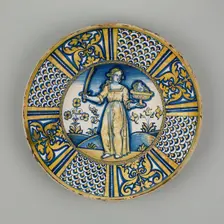 Display Plate with Judith Holding the Head of Holofernes, Deruta, 1500/1530. Creator: Unknown