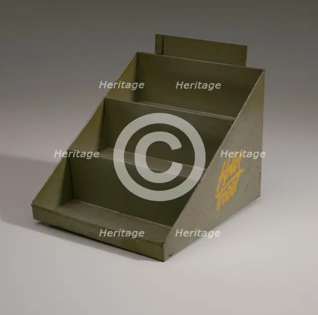 Display stand with spools of thread and needles from Mae's Millinery Shop, 1941-1994. Creator: Unknown.