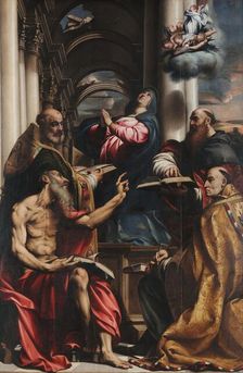 Dispute of four Church Fathers on the Immaculate Conception, c1528. Creator: Pordenone, Giovanni Antonio (1483-1539)