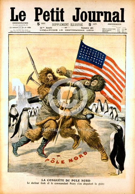 Dispute over who was the first to reach the North Pole, 1909. Artist: Unknown