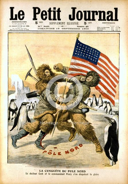 Dispute over who was the first to reach the North Pole, 1909. Artist: Unknown