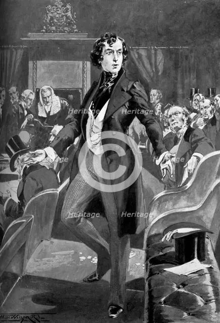 Disraeli's first speech in the House of Commons, 19th century (c1905). Creator: Unknown.