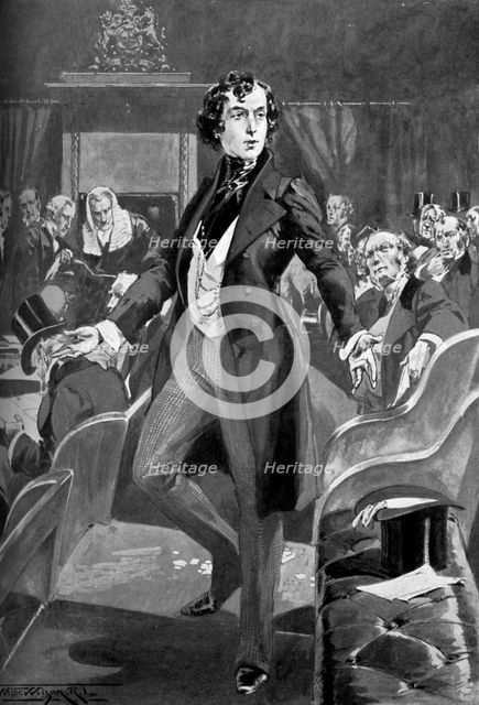Disraeli's first speech in the House of Commons, 19th century (c1905). Creator: Unknown.