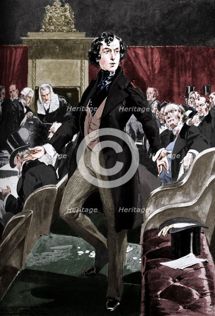 Disraeli's first speech in the House of Commons, 19th century (c1905). Creator: Unknown.