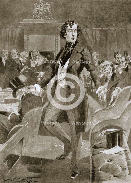 Disraeli's first speech in the House of Commons, London, 7 December 1837 (1901). Creator: Unknown.
