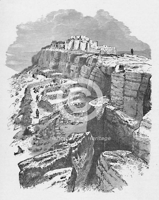 'Distant View of Moqui, with Sheep-pens in the Foreground', 1883. Artist: Unknown.