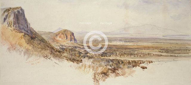 Distant View of Borghetto and Partenico, Sicily, 1847. Artist: Edward Lear.