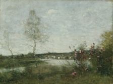 Distant view of Corbeil, Morning c1870. Creator: Jean-Baptiste-Camille Corot