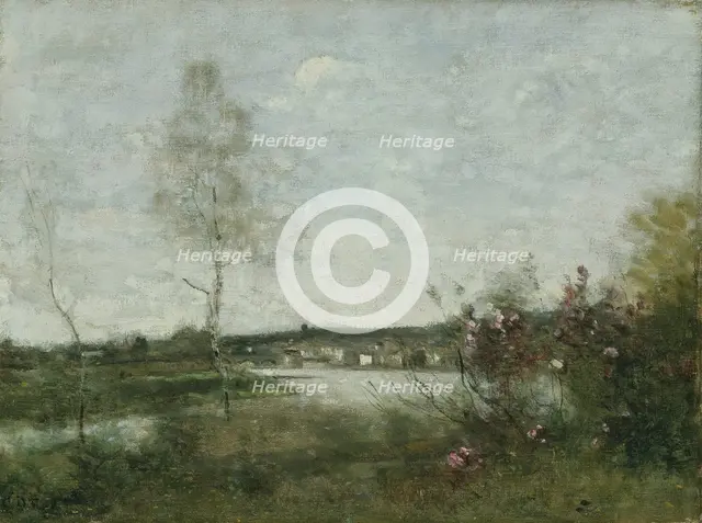 'Distant view of Corbeil, Morning', c1870. Creator: Jean-Baptiste-Camille Corot.