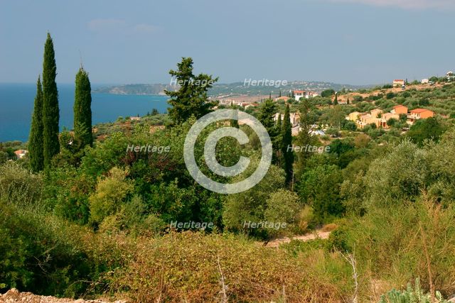 Distant view of Lourdas, Kefalonia, Greece. Creator: Peter Thompson.