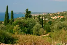 Distant view of Lourdas, Kefalonia, Greece. Creator: Peter Thompson