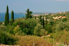 Distant view of Lourdas, Kefalonia, Greece. Creator: Peter Thompson