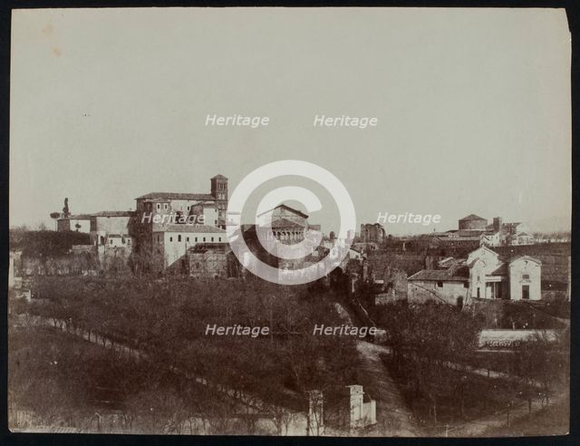 Distant view of the church of St. Giovanni e Paolo from the Palace of the Caesars, Rome, c1858. Creator: Jane Martha St. John.