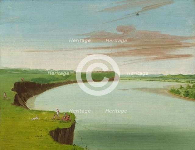Distant View of the Mandan Village, 1832. Creator: George Catlin.