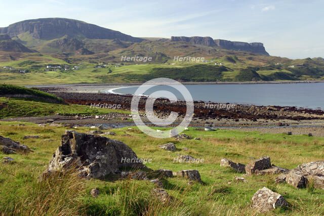 Distant view of the Quiraing, Isle of Skye, Highland, Scotland.