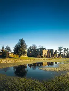 Distant view of the ruins of the Cistercian Abbey of Jervaulx, North Yorkshire, 1995 Artist: Andrew Tryner