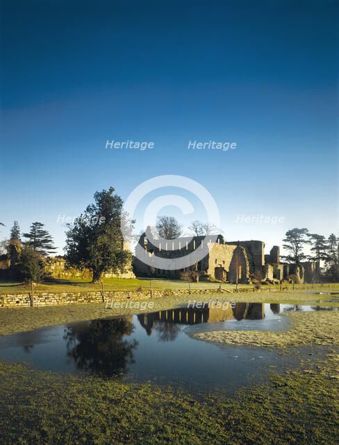 Distant view of the ruins of the Cistercian Abbey of Jervaulx, North Yorkshire, 1995 Artist: Andrew Tryner
