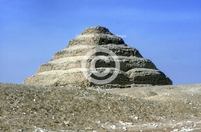 Distant view of the Step Pyramid of King Djoser (Zozer), Saqqara, Egypt, 3rd Dynasty, c2600 BC. Artist: Imhotep