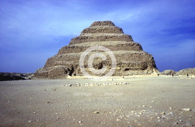Distant view of the Step Pyramid of King Djoser (Zozer), Saqqara, Egypt, 3rd Dynasty, c2600 BC. Artist: Imhotep