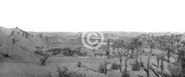 Distant Fronts, In Palestine; Camp in an oasis in the Sinai desert, 1917. Creator: Unknown.