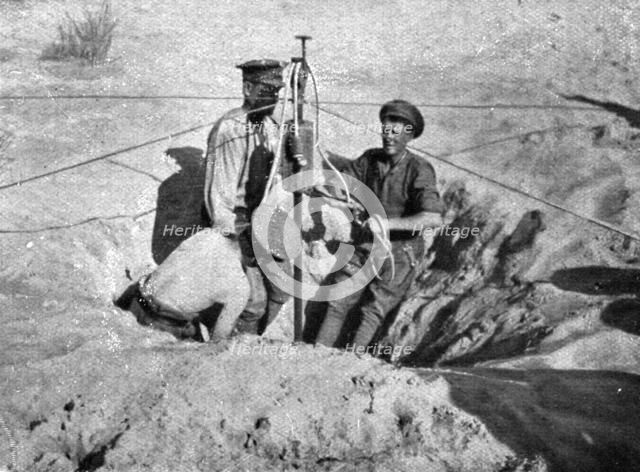 Distant Fronts, In Palestine; Drilling a Well, 1917. Creator: Unknown.