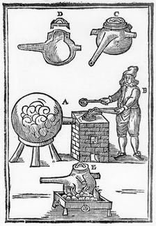 Distillation of Oil of Vitriol (sulphuric acid or H2S04), 1651. Creator: Unknown