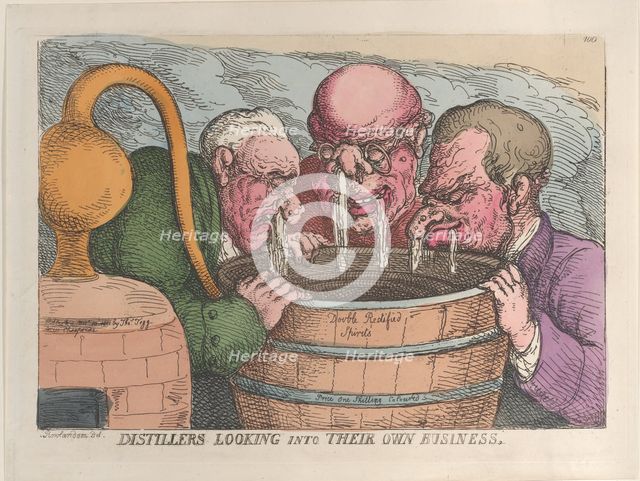 Distillers Looking into Their Own Business, October 10, 1811., October 10, 1811. Creator: Thomas Rowlandson.