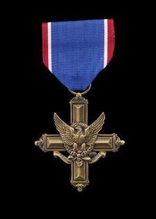 Distinguished Service Cross and ribbon issued to Lewis Broadus, Awarded 1906; issued 2006. Creator: Unknown