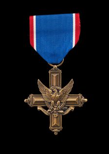 Distinguished Service Cross and ribbon issued to Lewis Broadus, Awarded 1906; issued 2006. Creator: Unknown