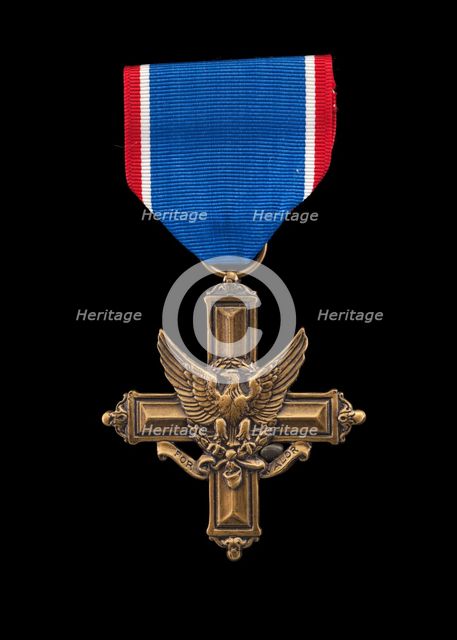Distinguished Service Cross and ribbon issued to Lewis Broadus, Awarded 1906; issued 2006. Creator: Unknown.