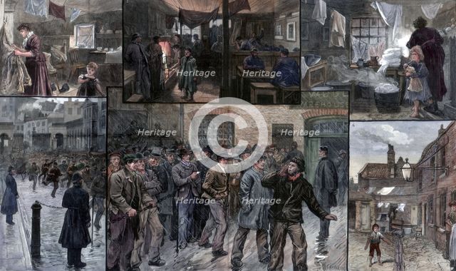 Distress in the East End of London, 1886.Artist: Charles Joseph Staniland