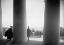 District of Columbia Parks, Across Lafayette Square: Washington Monument And White House..., 1917. Creator: Harris & Ewing