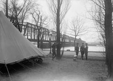 District of Columbia Parks - Guards in Potomac Park at Railway Bridge, 1917. Creator: Harris & Ewing