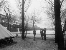 District of Columbia Parks - Guards in Potomac Park at Railway Bridge, 1917. Creator: Harris & Ewing