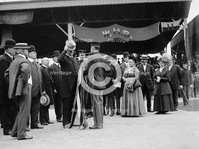 District of Columbia Public Schools - Secretary of War Dickinison Presenting Banner To..., 1911. Creator: Harris & Ewing.