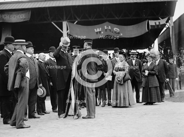 District of Columbia Public Schools - Secretary of War Dickinison Presenting Banner To..., 1911. Creator: Harris & Ewing.