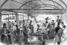 Distributing soup at the Strangers Home, Limehouse, 1868. Creator: Unknown