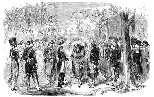 Distribution of Medals, by the Emperor of the French, to Zouaves from the Crimea, 1856.  Creator: Unknown.