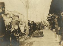 Distribution of blankets to troops at Tokio, c1904. Creator: Unknown